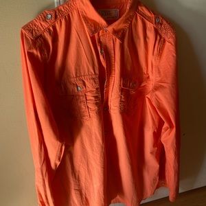 Orange long sleeve button up shirt